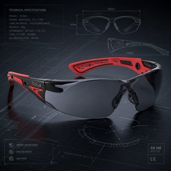 Bolle Schutzbrille Rush+ 2.0 smoke